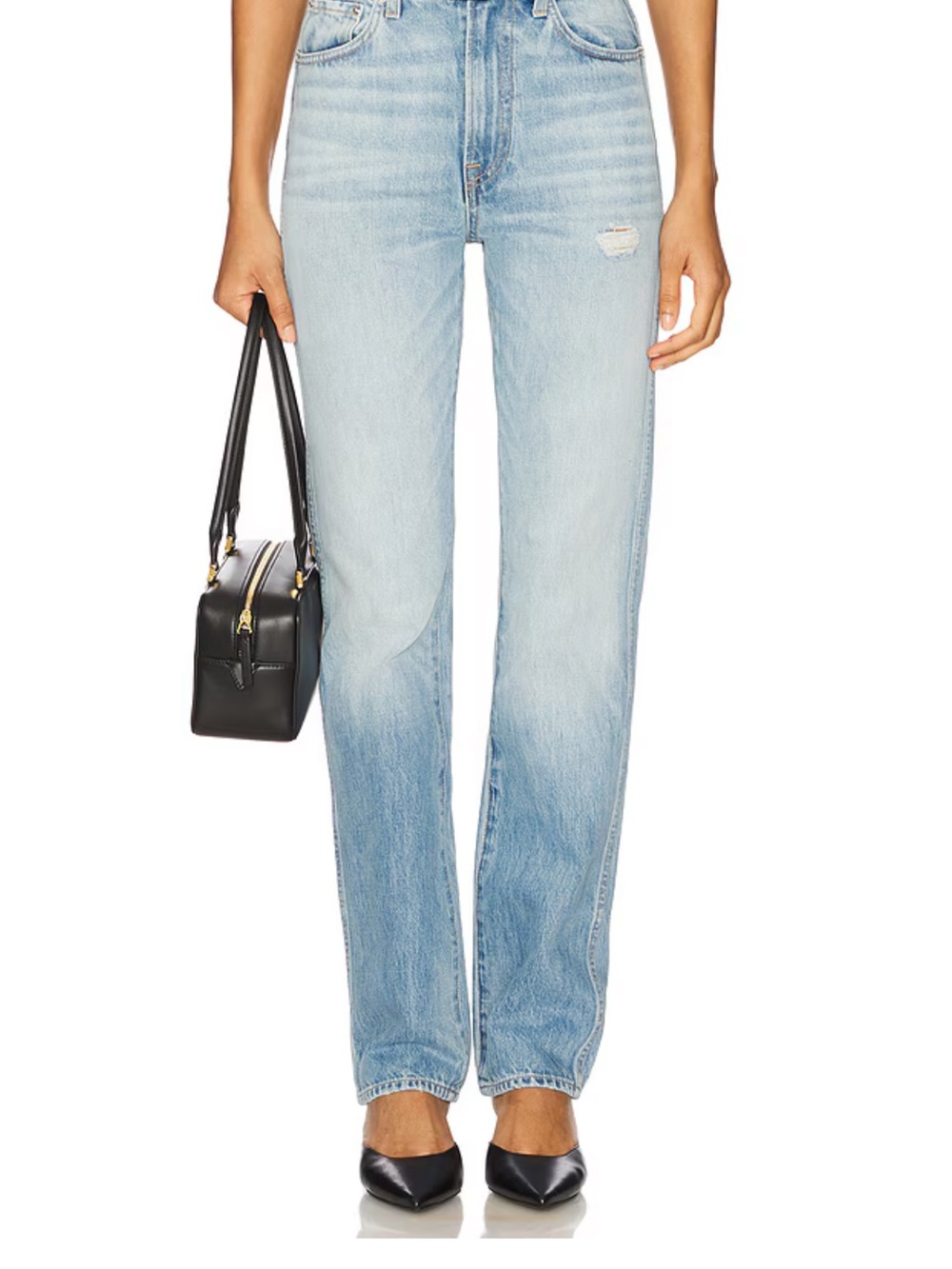 GRLFRND Sara Super High Rise Straight Leg Jeans - Light Blue